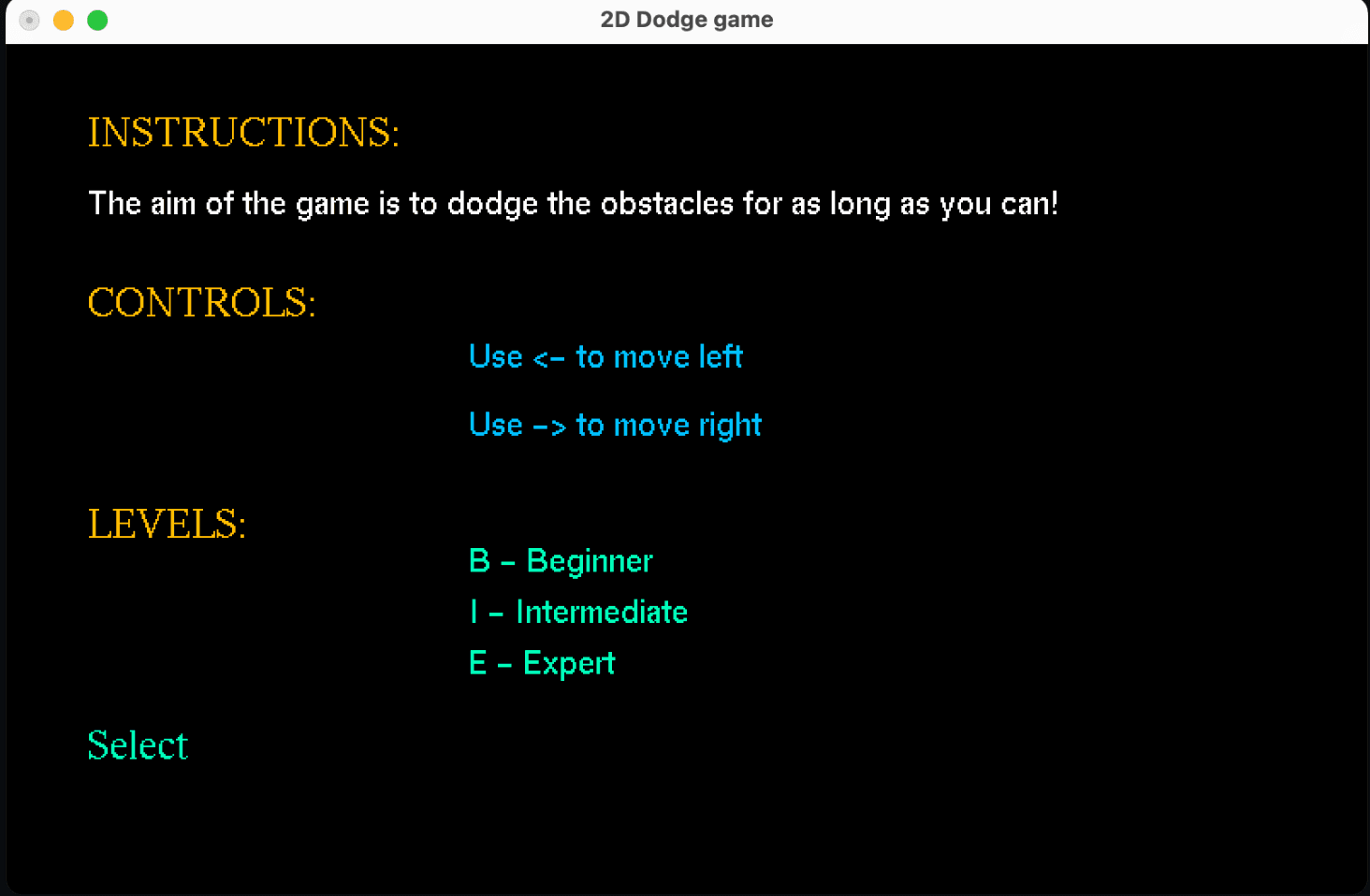 Image of Dodge Game